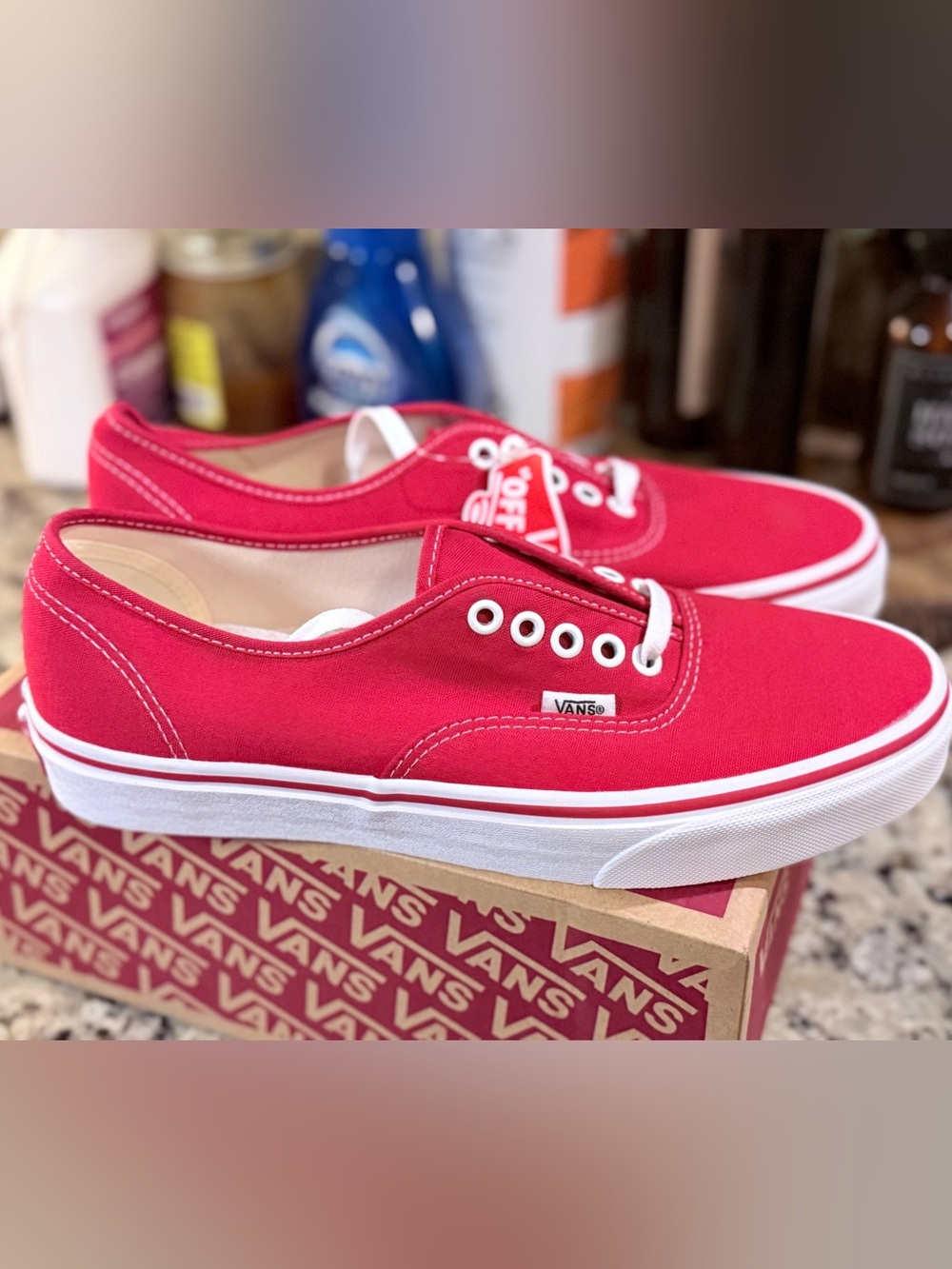 Vans Red Canvas Low Top Sneakers